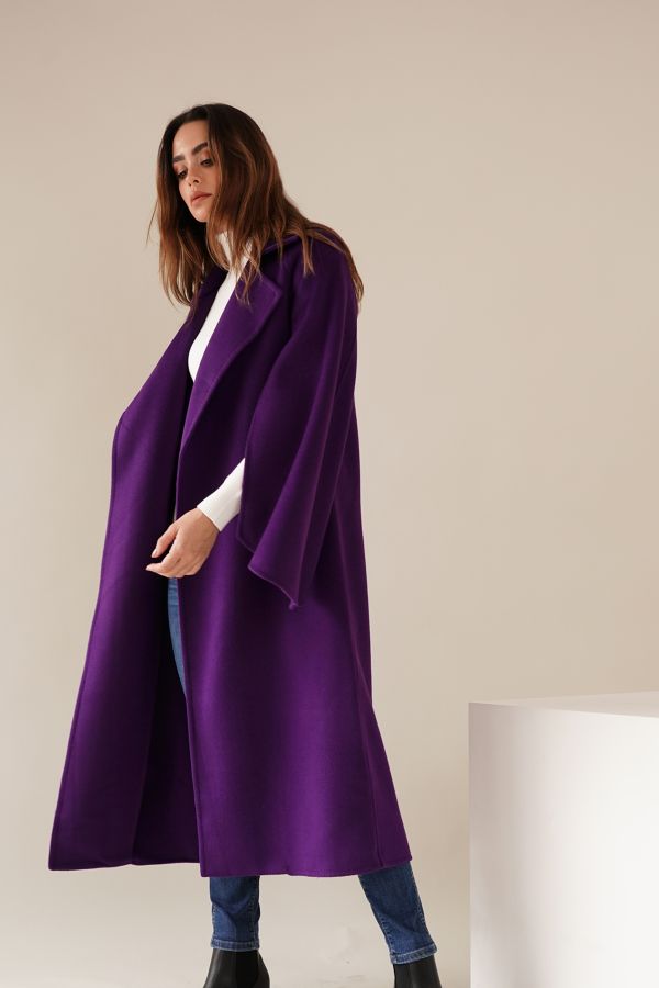 Purple wool jacket with cape sleeves