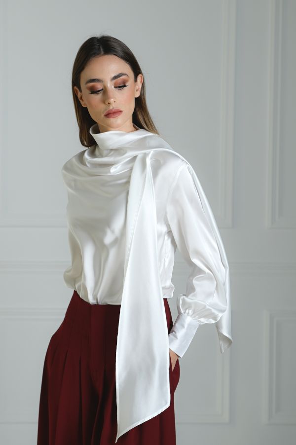 White Draped Shirt