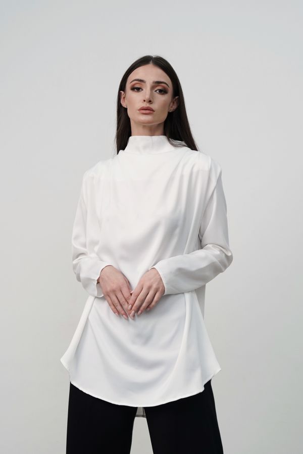 White Cowl Neck Shirt
