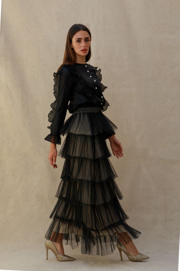 Black Layered Tulle Skirt