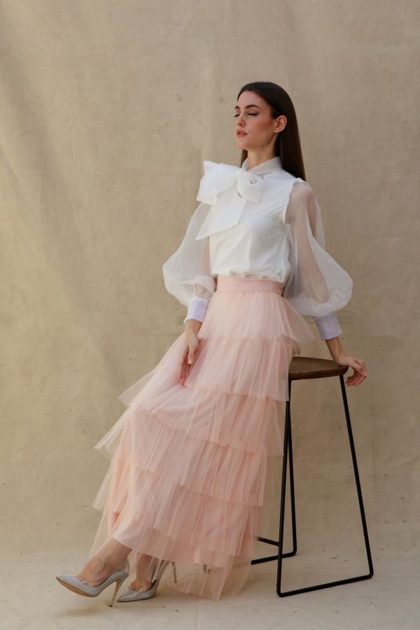 Pink Layered Tulle Skirt