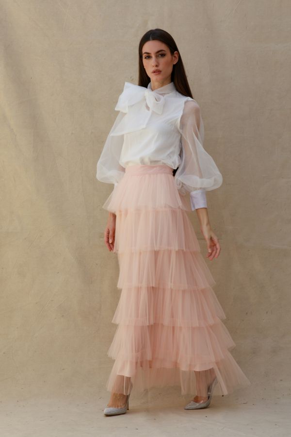 Pink Layered Tulle Skirt