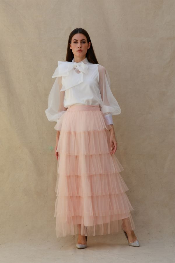 Pink Layered Tulle Skirt