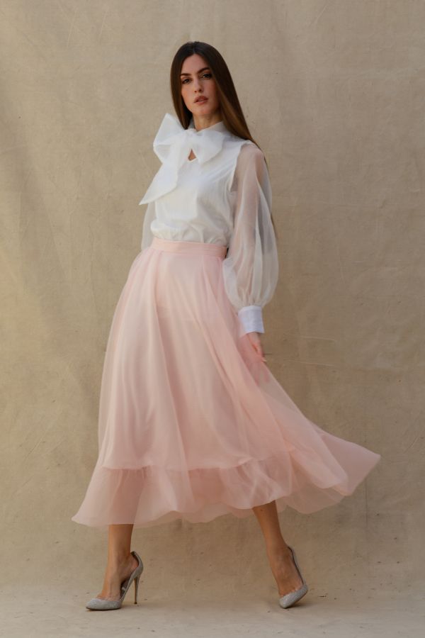 超激安 Pink Organza Midi Skirt - Le Merge スカート