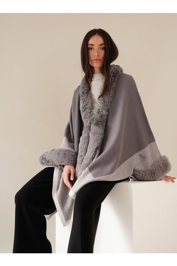 Grey knitted cape