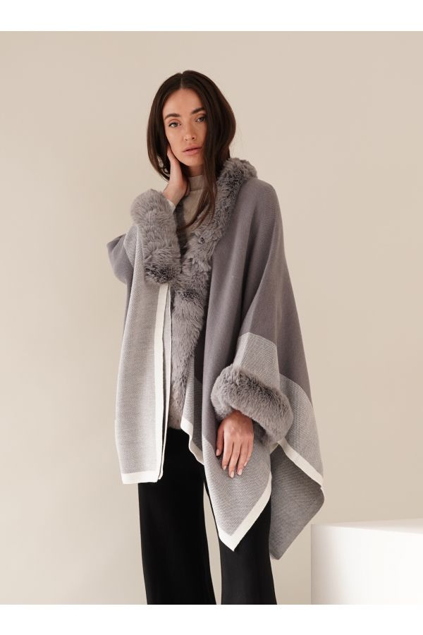 Grey knitted cape