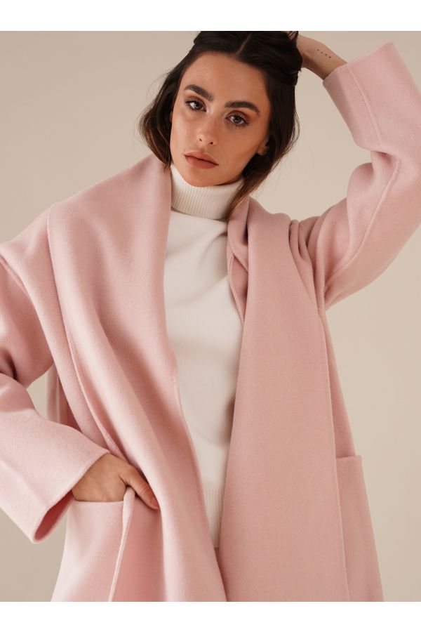 Pink wool jacket with scarf