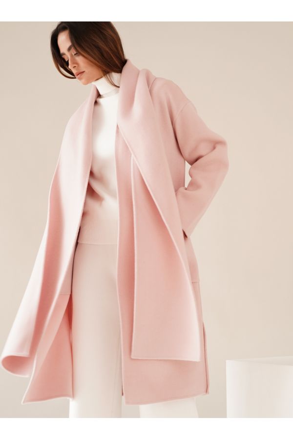 Pink wool jacket with scarf