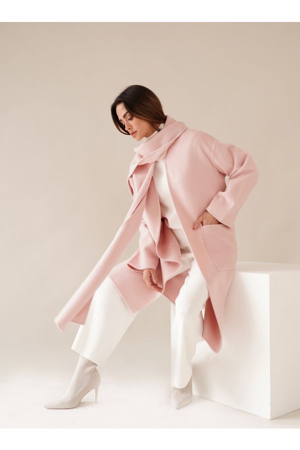 Pink wool jacket with scarf