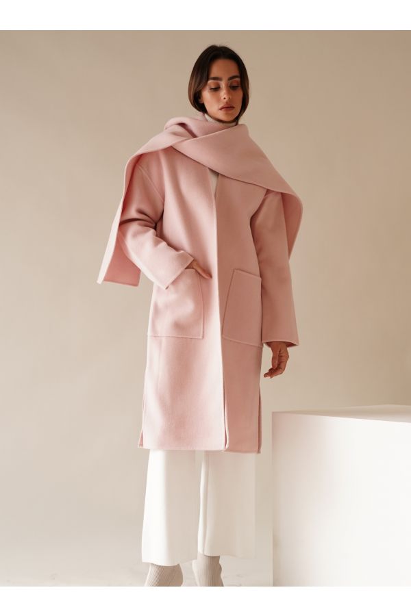 Pink wool jacket with scarf