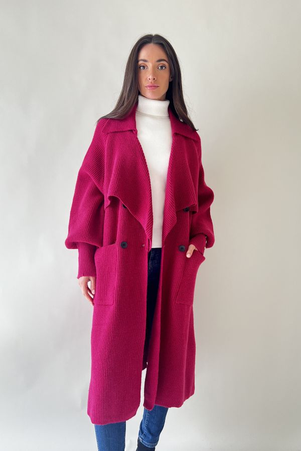 Fuscia Knitted Cardigan 