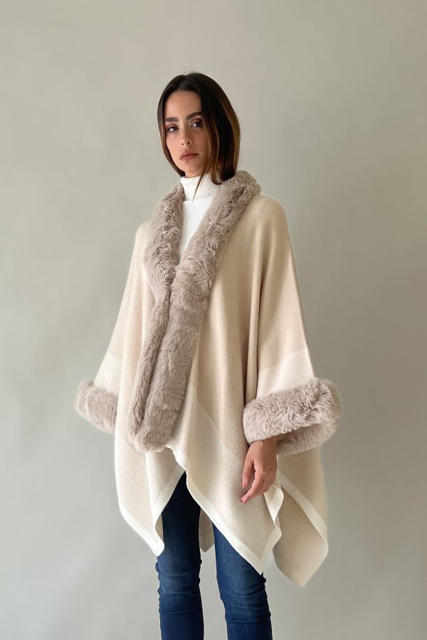 Cream knitted cape
