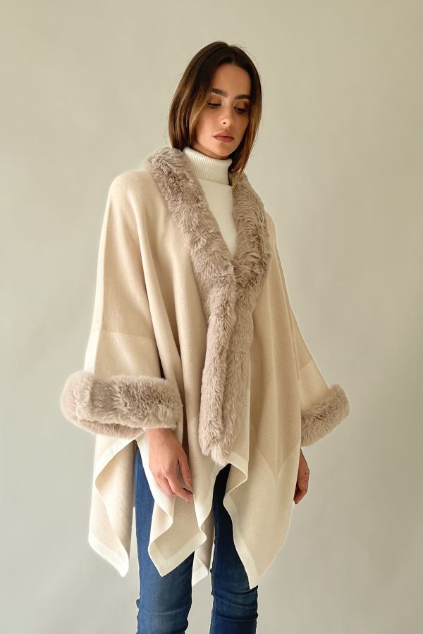 Cream knitted cape