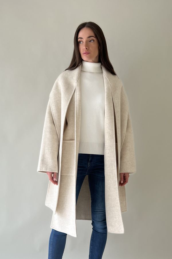 Cream wool jacket with scarf