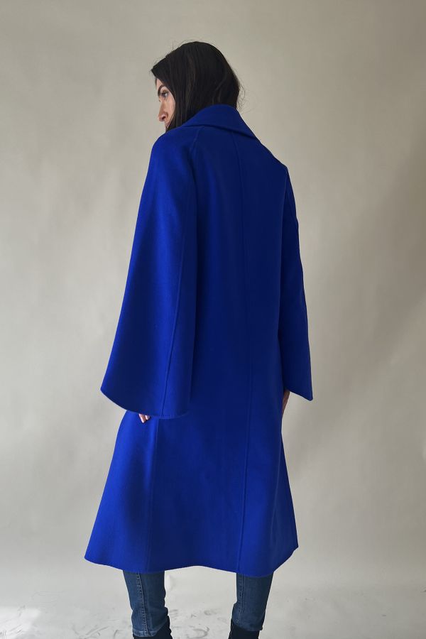 Blue wool jacket with cape sleeves