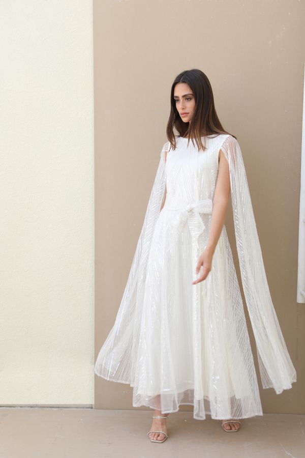 Cape sleeve clearance dress white