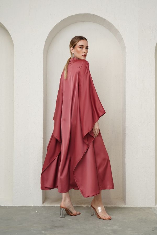 Pink cut-out cape dress