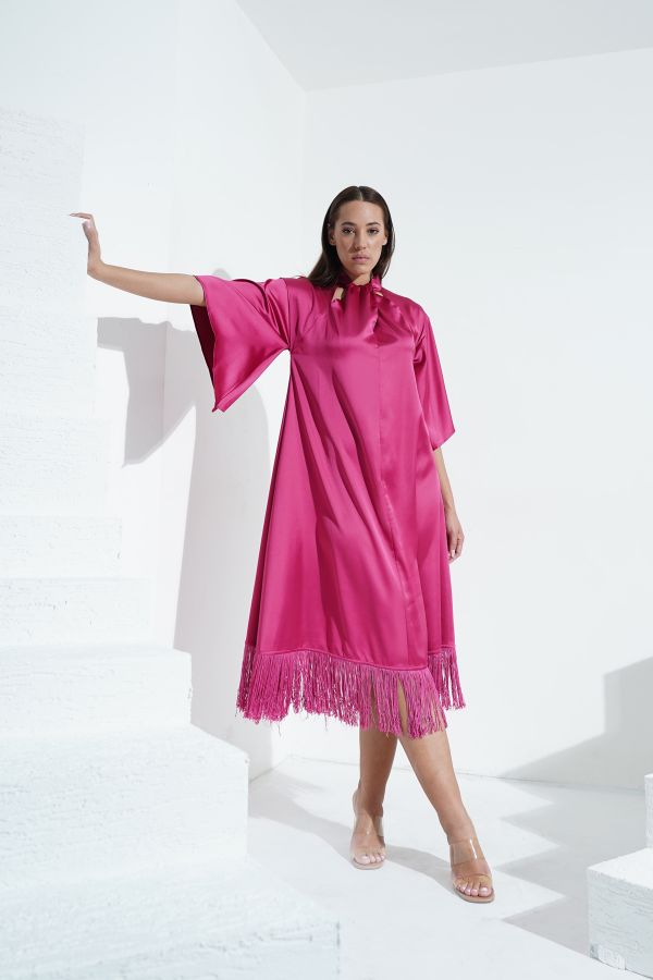 Dark pink fringe dress
