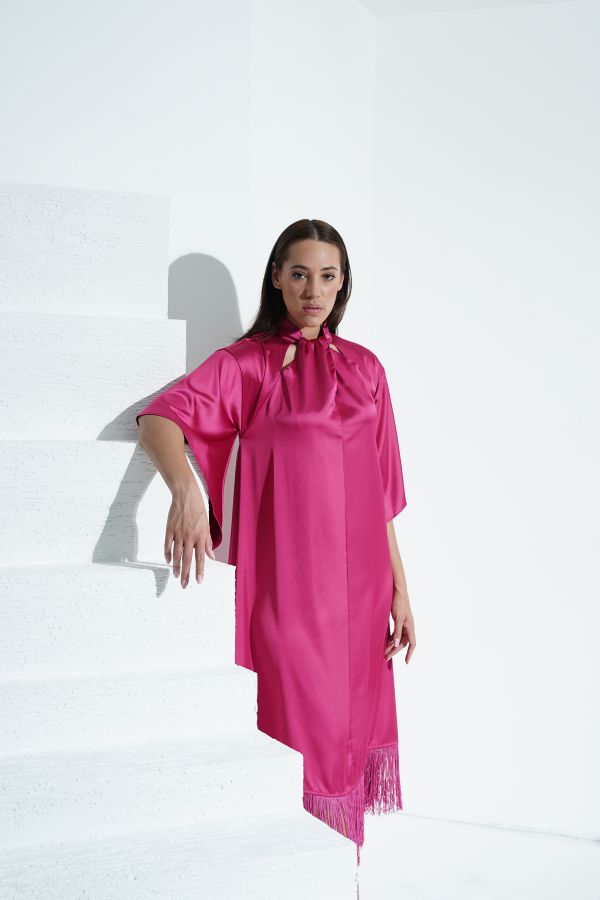 Dark pink fringe dress