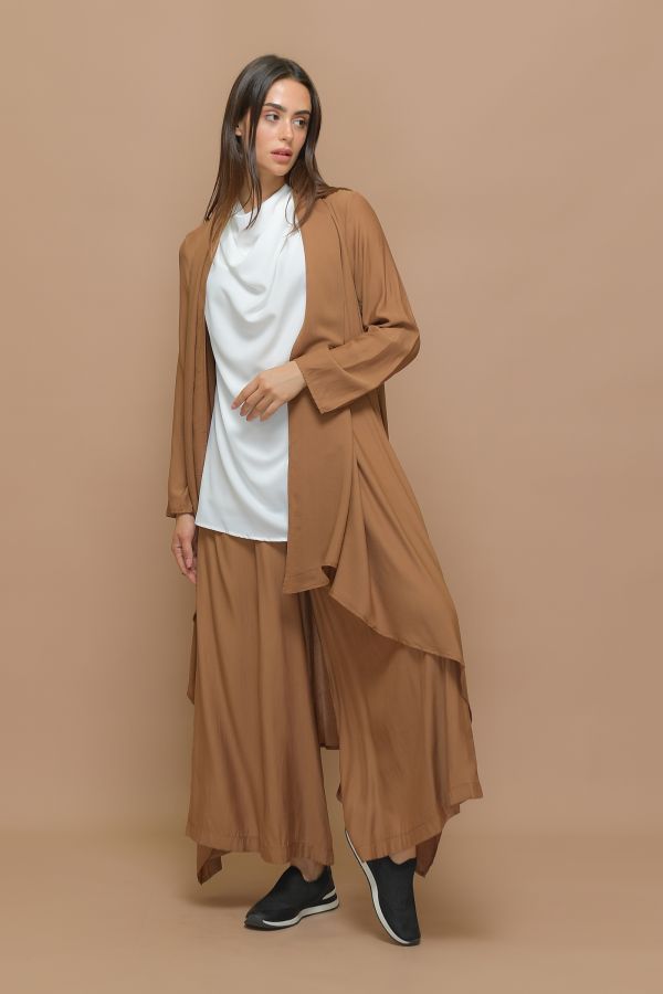 Dark Beige Waterfall Cardigan