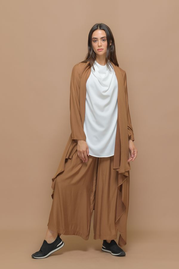 Dark Beige Waterfall Cardigan