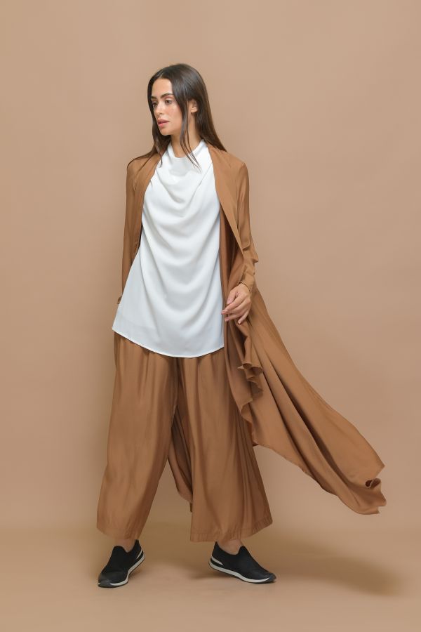 Dark Beige Waterfall Cardigan