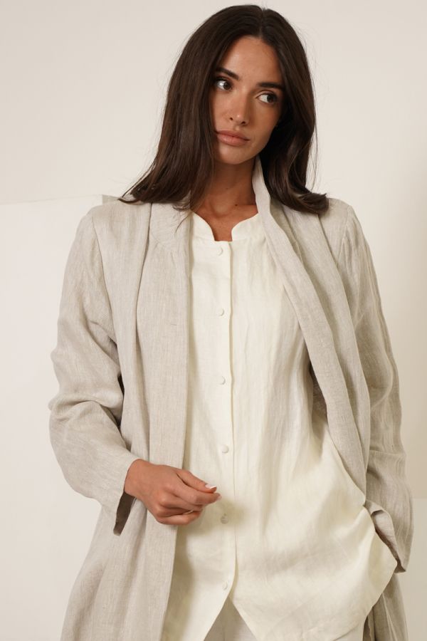 Beige linen jacket with inner shirt