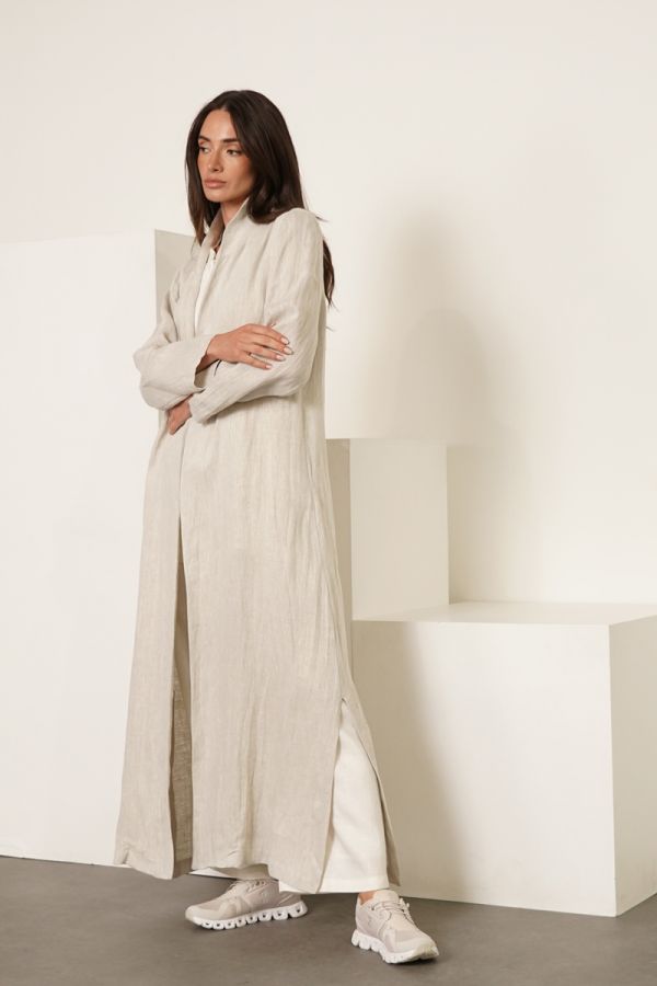 Beige linen jacket with inner shirt