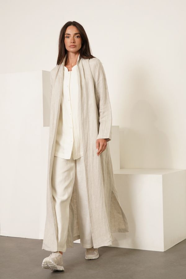 Beige linen jacket with inner shirt