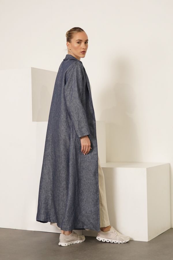 Blue linen jacket with inner shirt