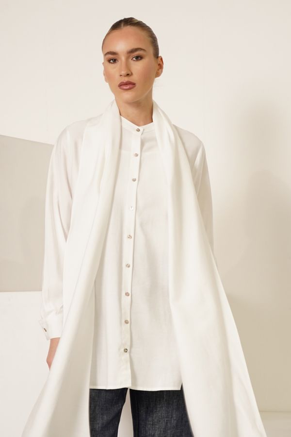 White shirt with scarf