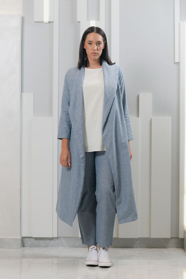 Blue linen cardigan