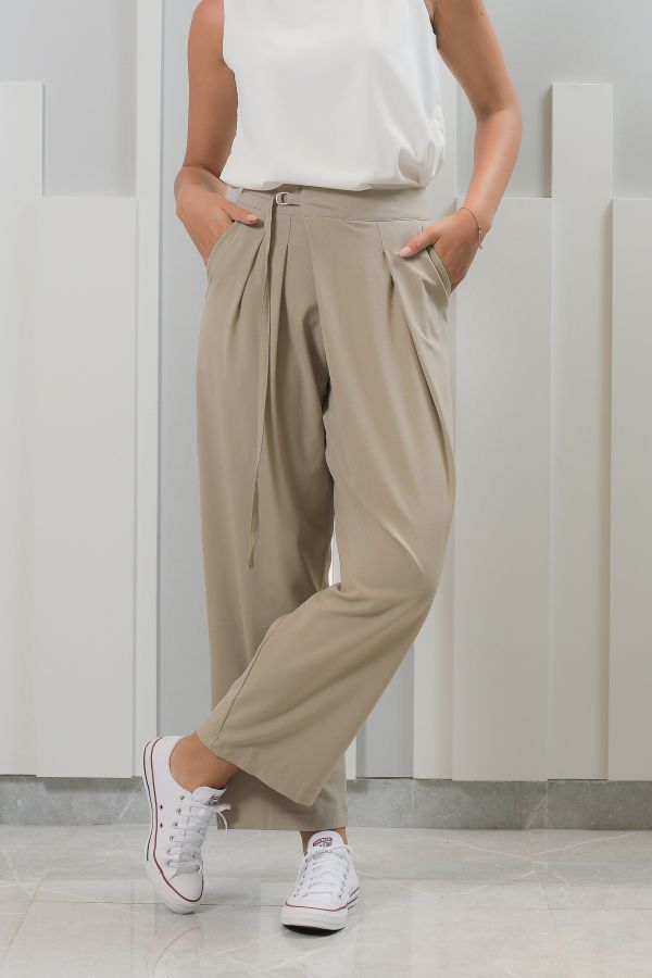 Beige wrapped trousers 