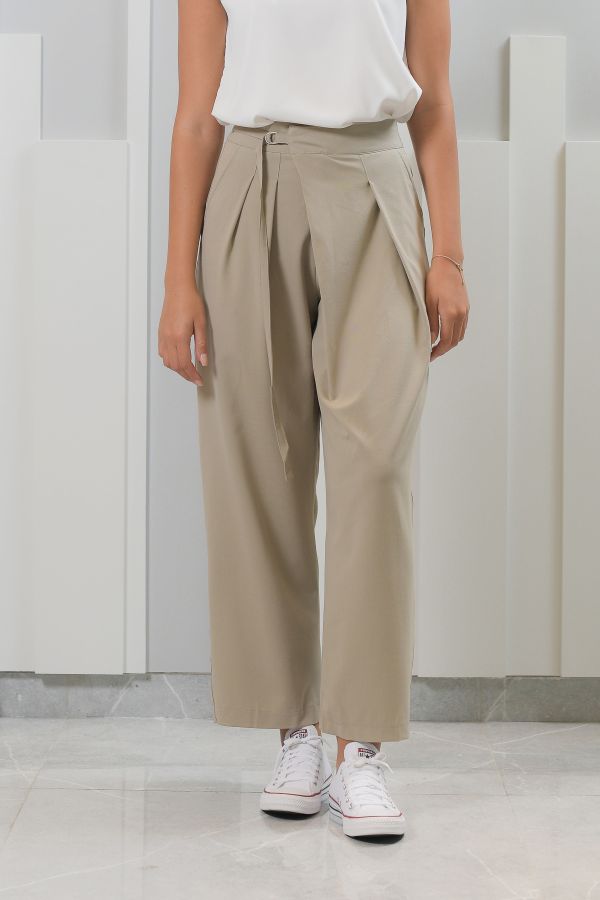 Beige wrapped trousers 