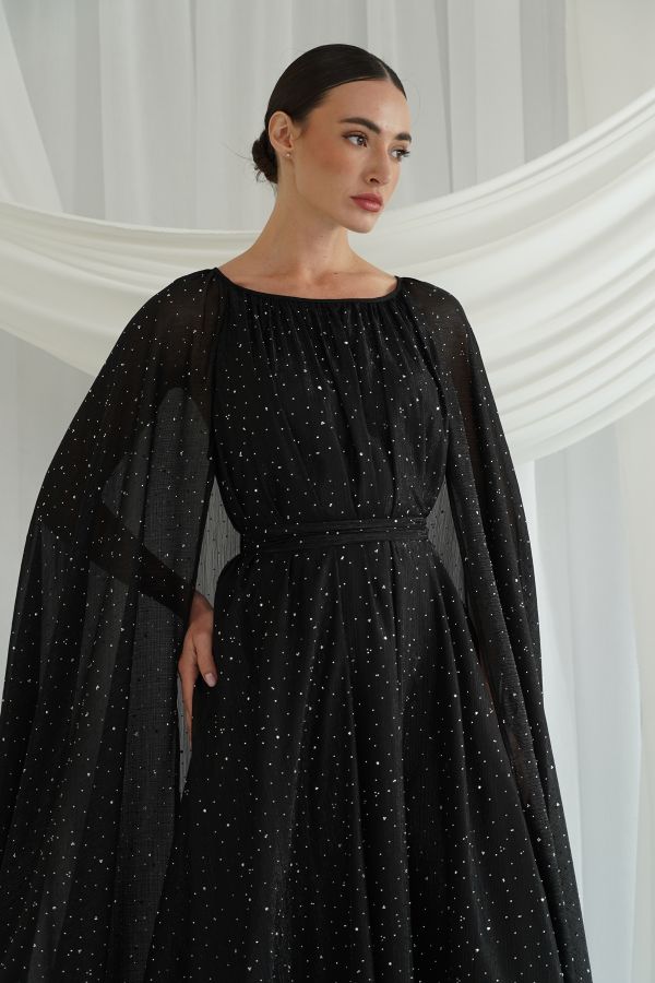Black dress with cape sleaves
