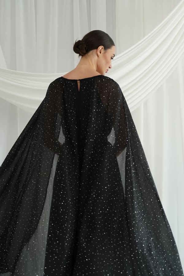 Black dress with cape sleaves