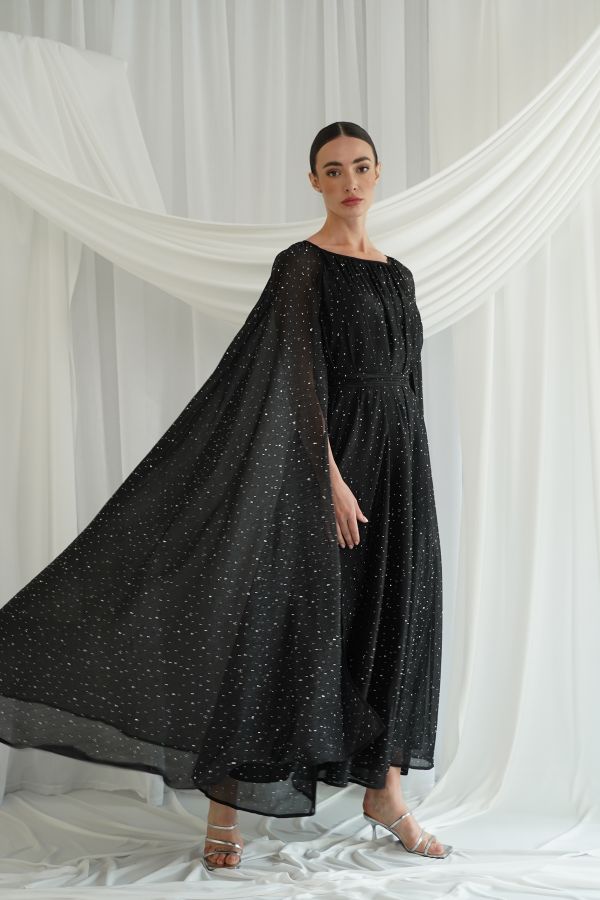 Black dress with cape sleaves