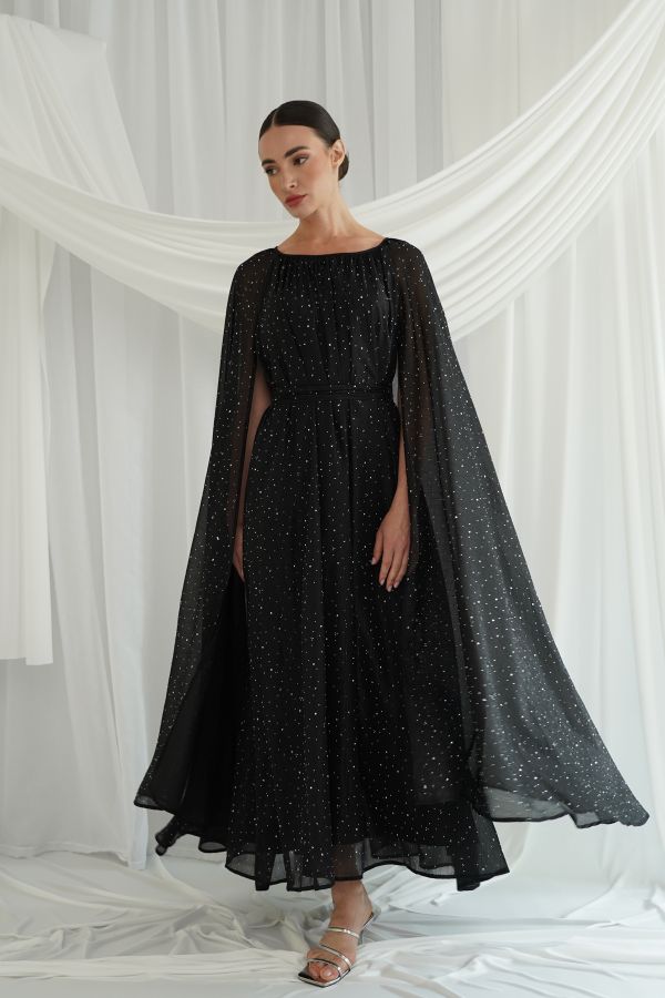 Black dress with cape sleaves