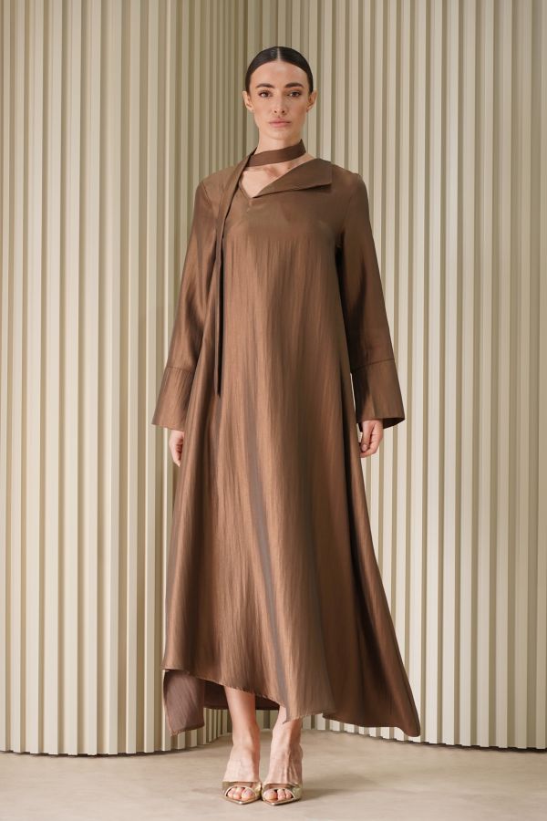 Brown asymmetric dress