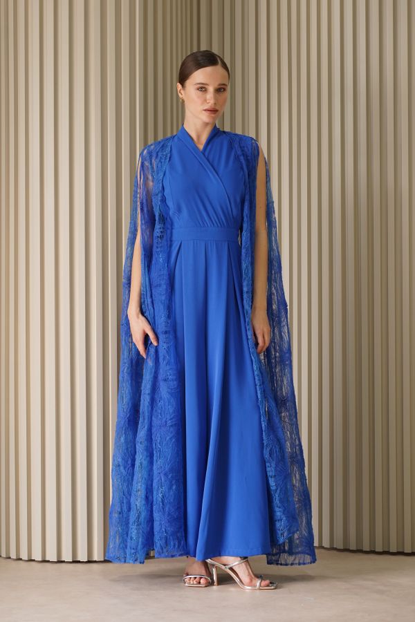Royal blue embroidered cardigan