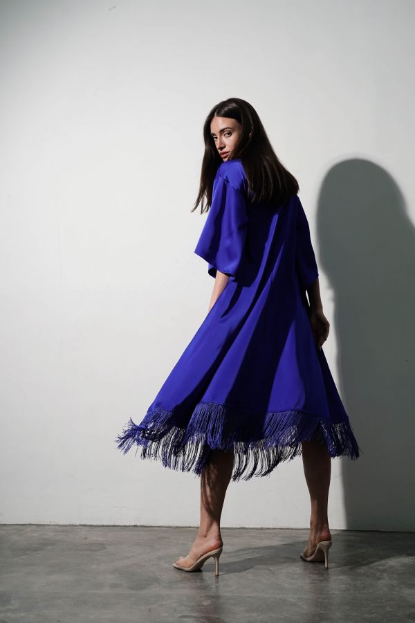 Royal blue dress with fringes