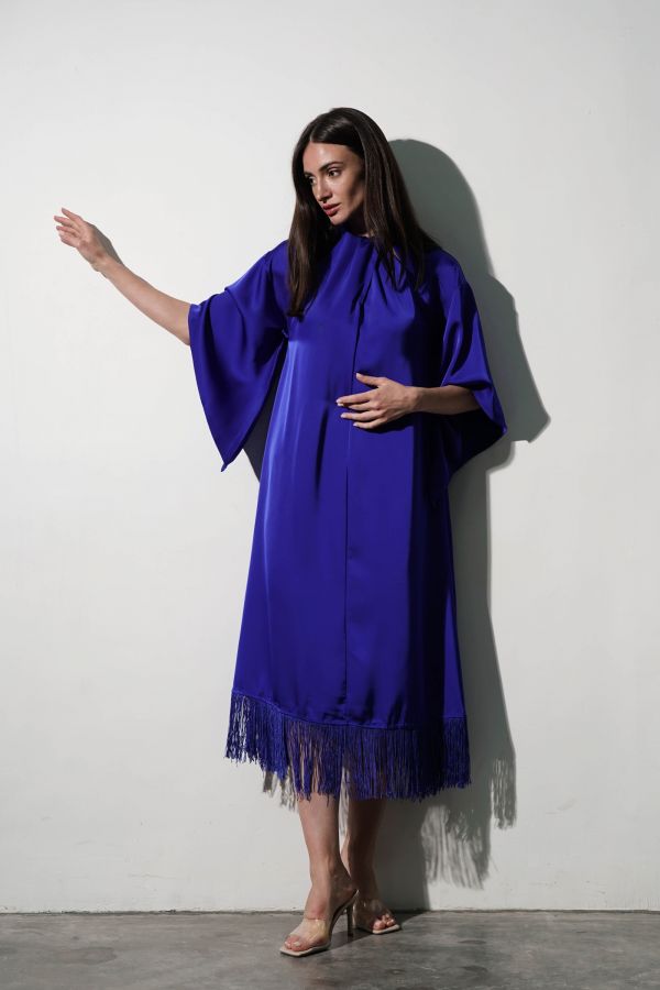 Royal blue dress with fringes