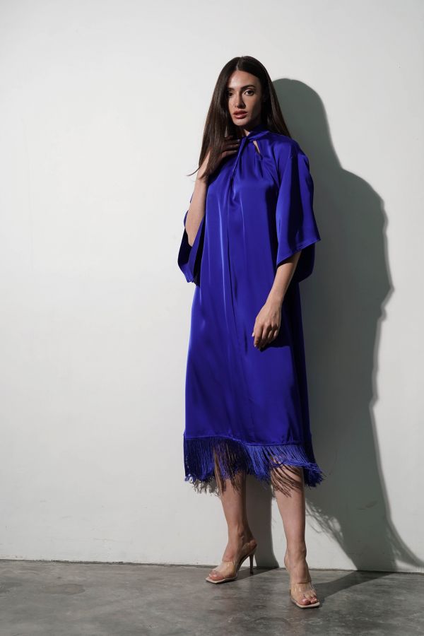Royal blue dress with fringes